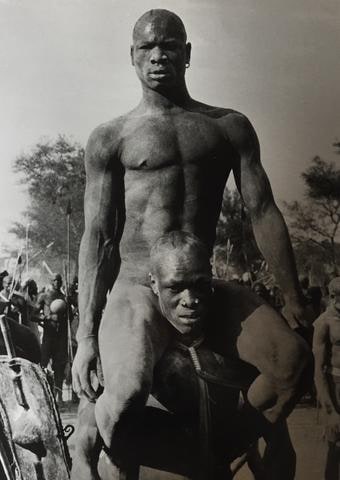 Fellow Tribesman Carries Victorious Nuba Wrestler, Kordofan, Sudan