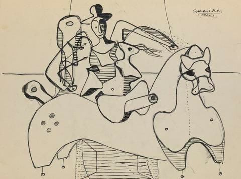 Untitled [Picador Riding Bull] (recto and verso)