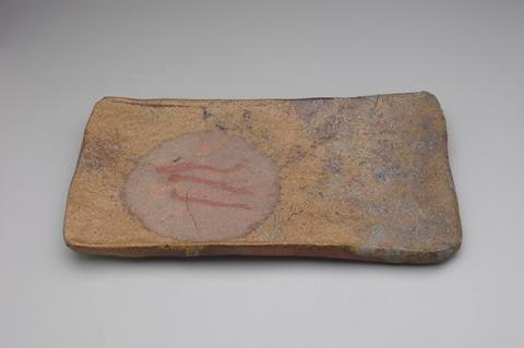 Rectangular Platter with Pattern of Disk and Three Red Streaks