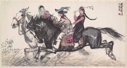Three Women on Horseback