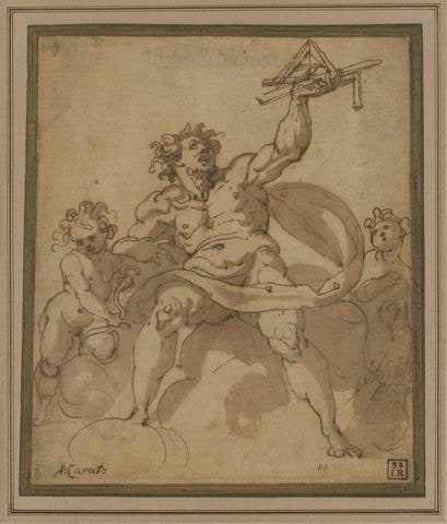 An allegory of Architecture: A male figure with two putti