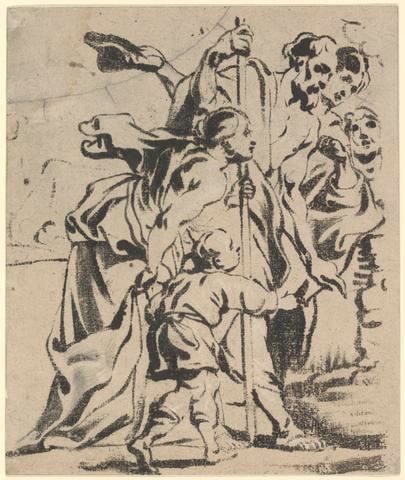 Figure Group (possibly the left part of an Adoration)
