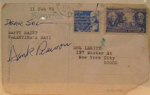 Postcard correspondence from Henry Pearson to Sol LeWitt
