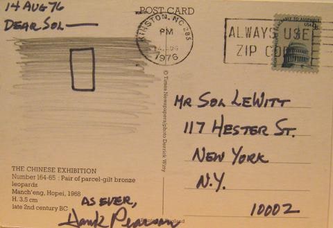 Postcard correspondence from Henry Pearson to Sol LeWitt