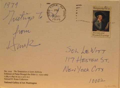 Postcard correspondence from Henry Pearson to Sol LeWitt