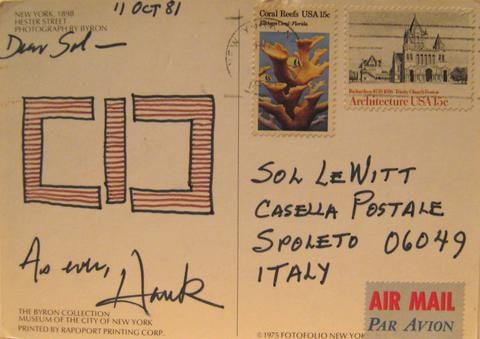 Postcard correspondence from Henry Pearson to Sol LeWitt