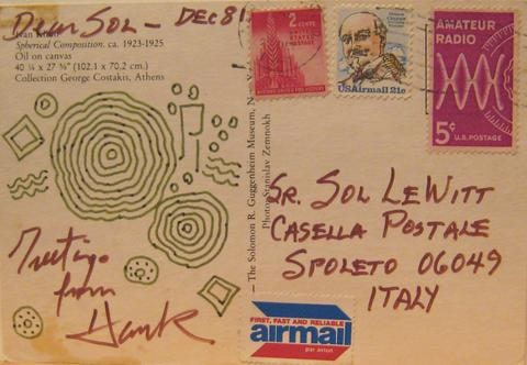 Postcard correspondence from Henry Pearson to Sol LeWitt