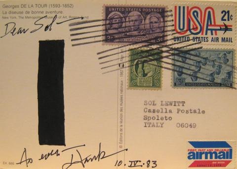 Postcard correspondence from Henry Pearson to Sol LeWitt