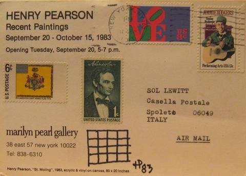 Postcard correspondence from Henry Pearson to Sol LeWitt