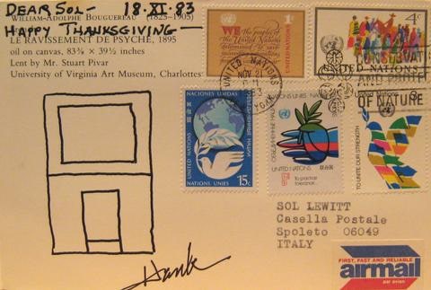 Postcard correspondence from Henry Pearson to Sol LeWitt