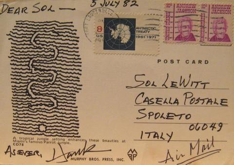 Postcard correspondence from Henry Pearson to Sol LeWitt