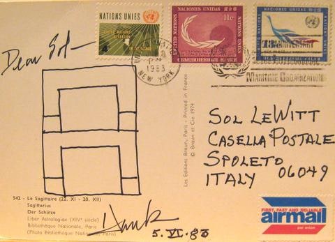 Postcard correspondence from Henry Pearson to Sol LeWitt