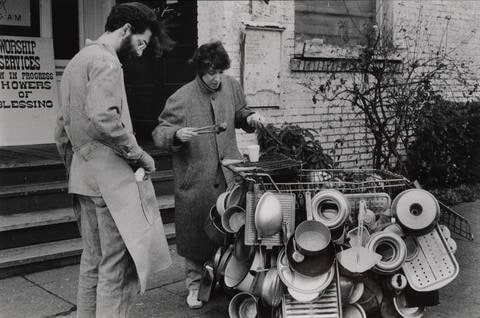 Photo-documentation of the street activity, "Vegetable Currency #2"