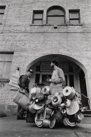 Photo-documentation of the street activity, "Vegetable Currency"