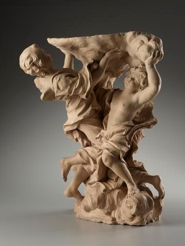 Group of Two Angels Supporting Clouds