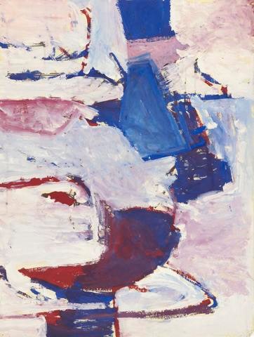 Untitled [Red, Blue and White] (recto); Seated Male and Female Figures (verso)