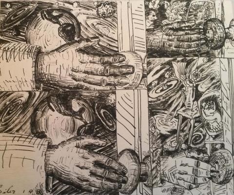 Untitled [Four Hands on a Door]