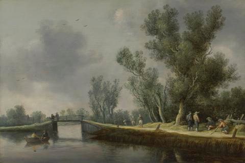 River Landscape with Travelers