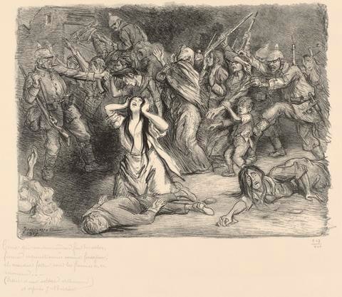 Ceux qui survécurent au feu de salve, furent réquisitionnés comme fossoyeurs . . . (Those who Survived the Massacre were Used as Gravediggers . . . ), from the series Crimes allemands (German Crimes)