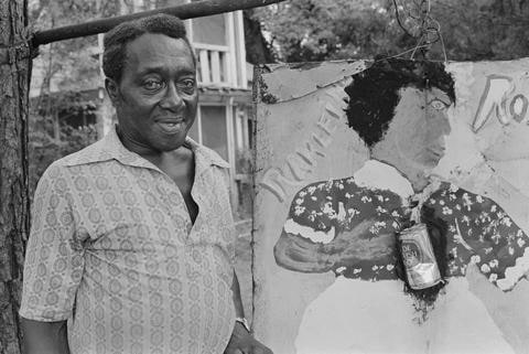 Sam Doyle with Rakleing Rose Painting, St. Helena Island, South Carolina
