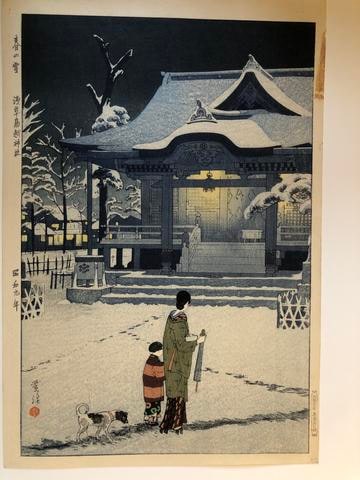 Spring Snow at Torikoshi Shrine
