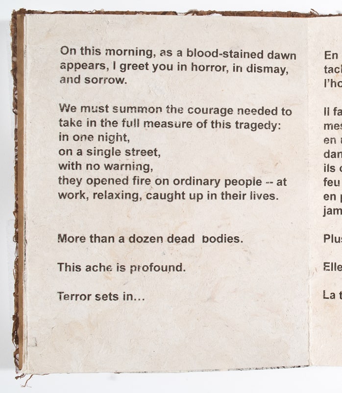 "On this morning, as a blood-stained dawn appears, I greet you in horror, in dismay, and sorrow."