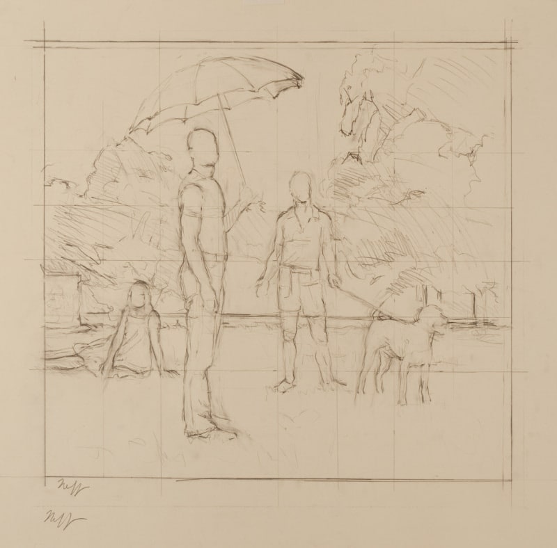 Study for "Figures in the Park with Passing Shower"