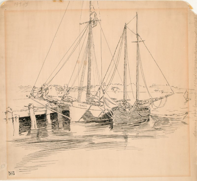Two Sailboats at Dock