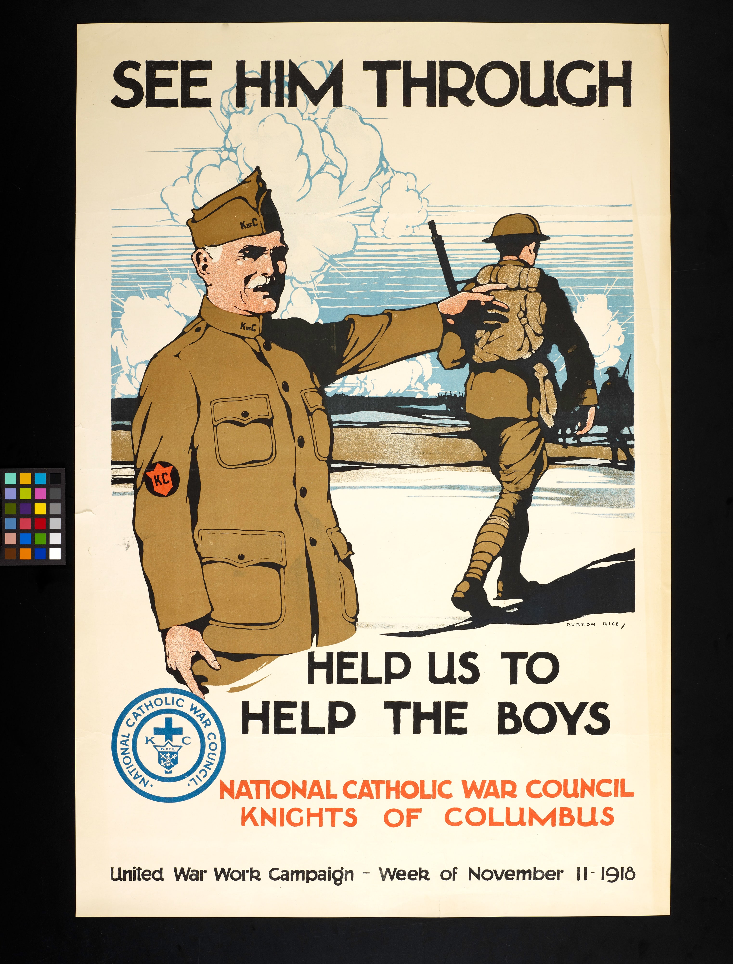 See Him Through. Help Us to Help the Boys. National Catholic War Council. Knights of Columbus