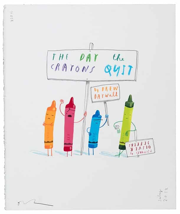 “The Day the Crayons Quit Cover Art,” Cover art for the book, “The Day the Crayons Quit Cover Art.”