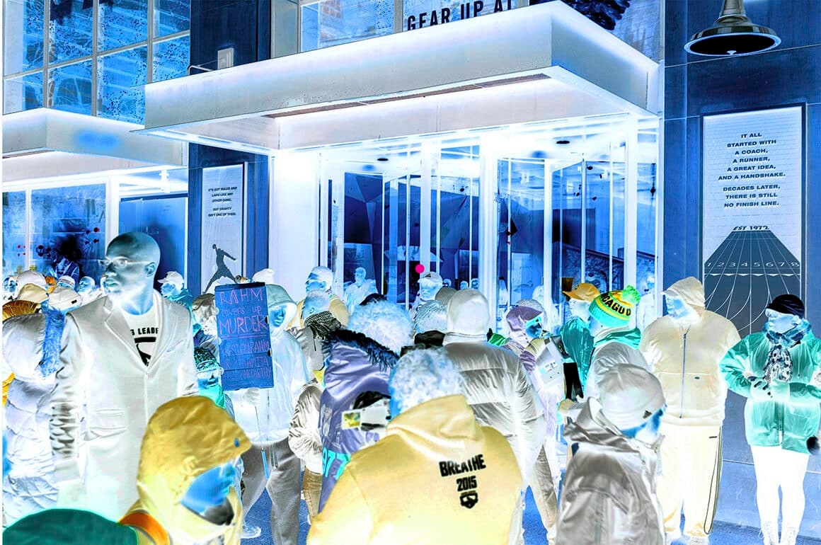 Niketown, Magnificent Mile (Afterimage Study), Chicago Black Friday Protest, November 27, 2015