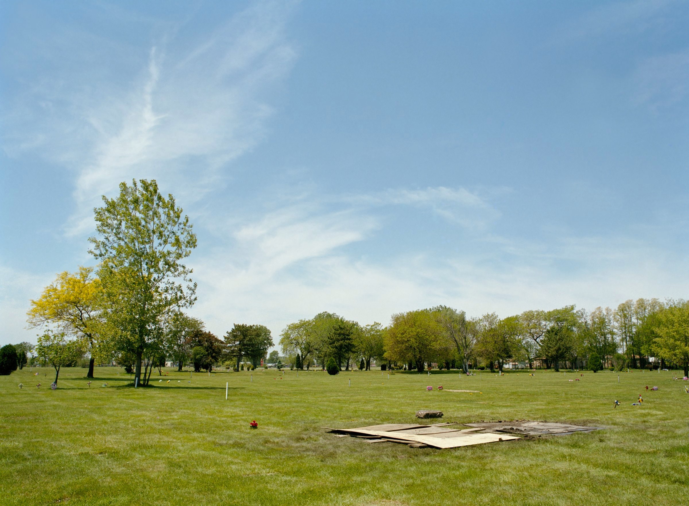 Standing at the grave of Emmett Till, day of exhumation, June 1st, 2005 (Alsip, IL)