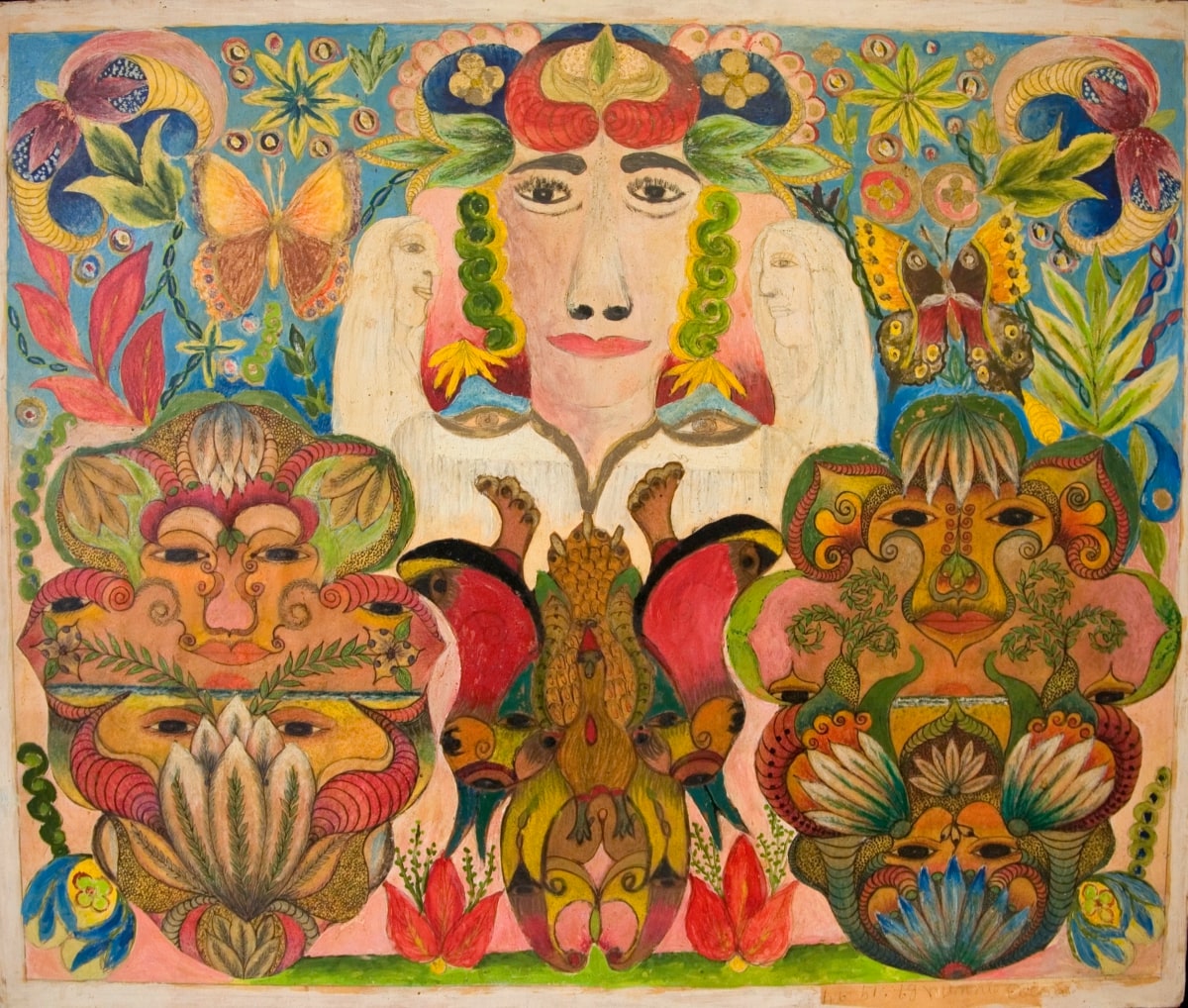 Untitled (Face Flanked by Angels and Mandalas Collage)