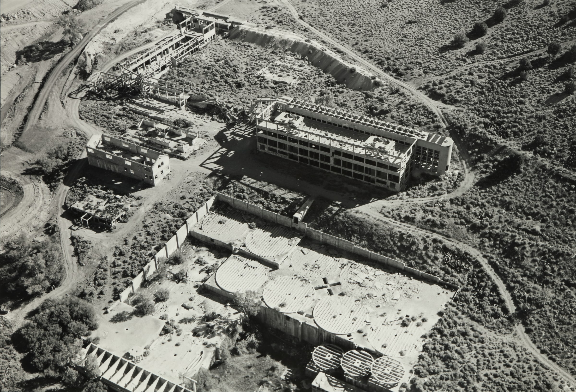 Aerial View, Consolidated Comstock Mill Ruins, American Flat, Nevada