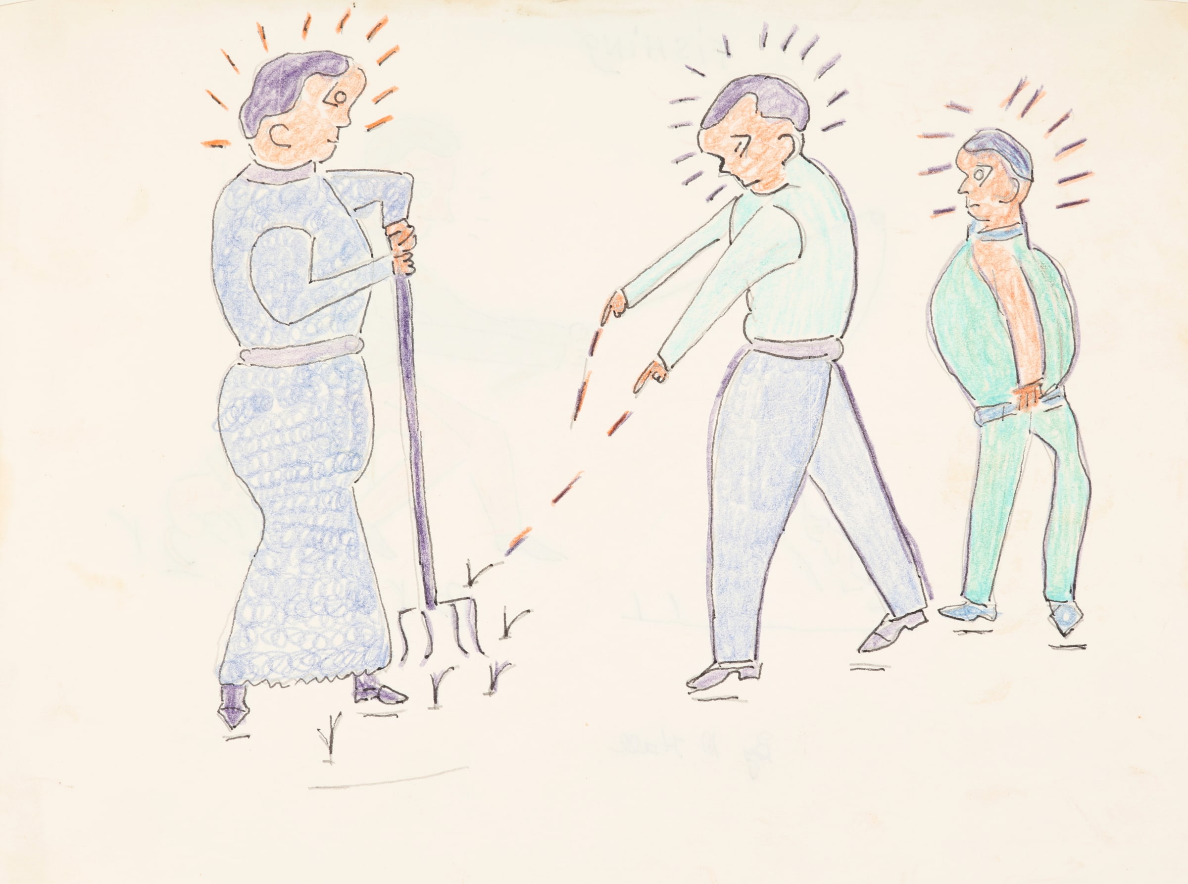 Three Figures with a Pitchfork