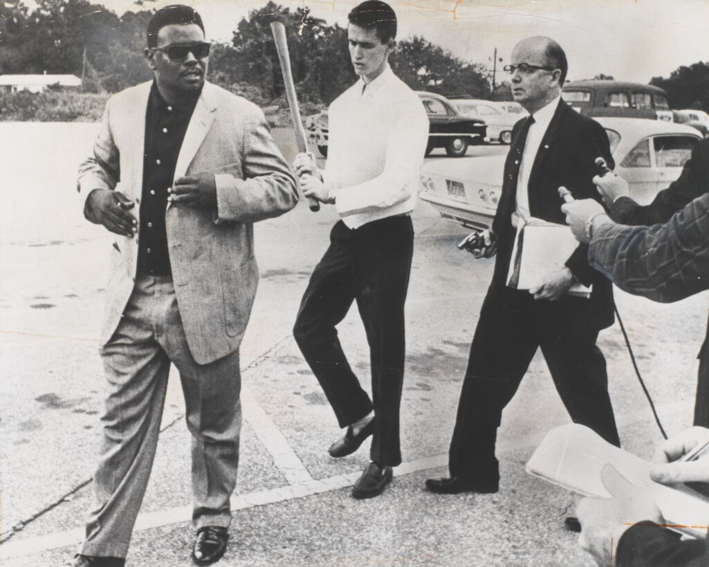 Lester Maddox Escorts Albert Dunn from the Parking Lot of His Pickrick Restaurant, Atlanta