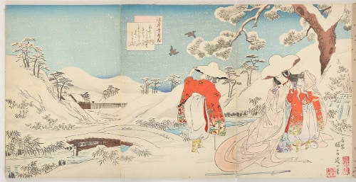 Lady Tokiwa Gozen Fleeing Kyoto with her Sons