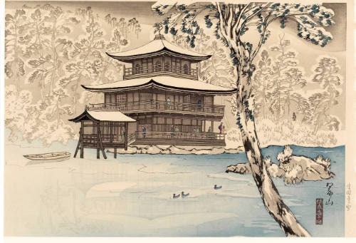 Snow at Kinkaku-ji Pavilion