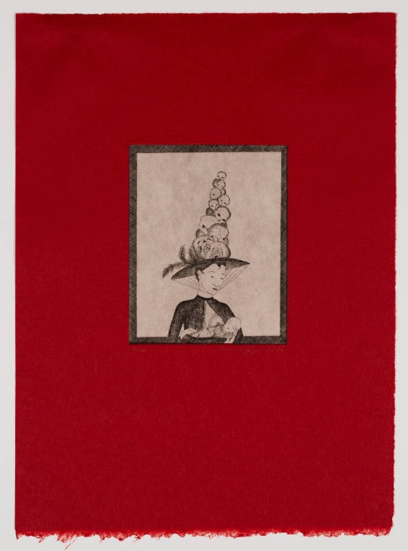 Woman with Hat of Skulls