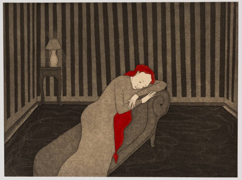 Many years pass. Clothilde lives sadly, alone in the house. From the book The Three Incestuous Sisters
