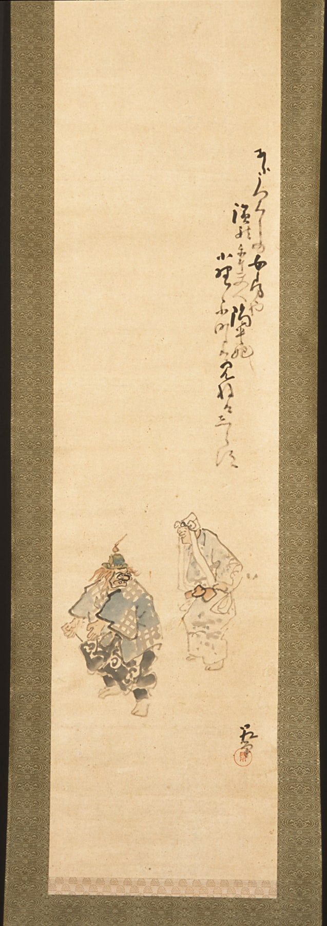 hanging scroll depicting Kyogen actors