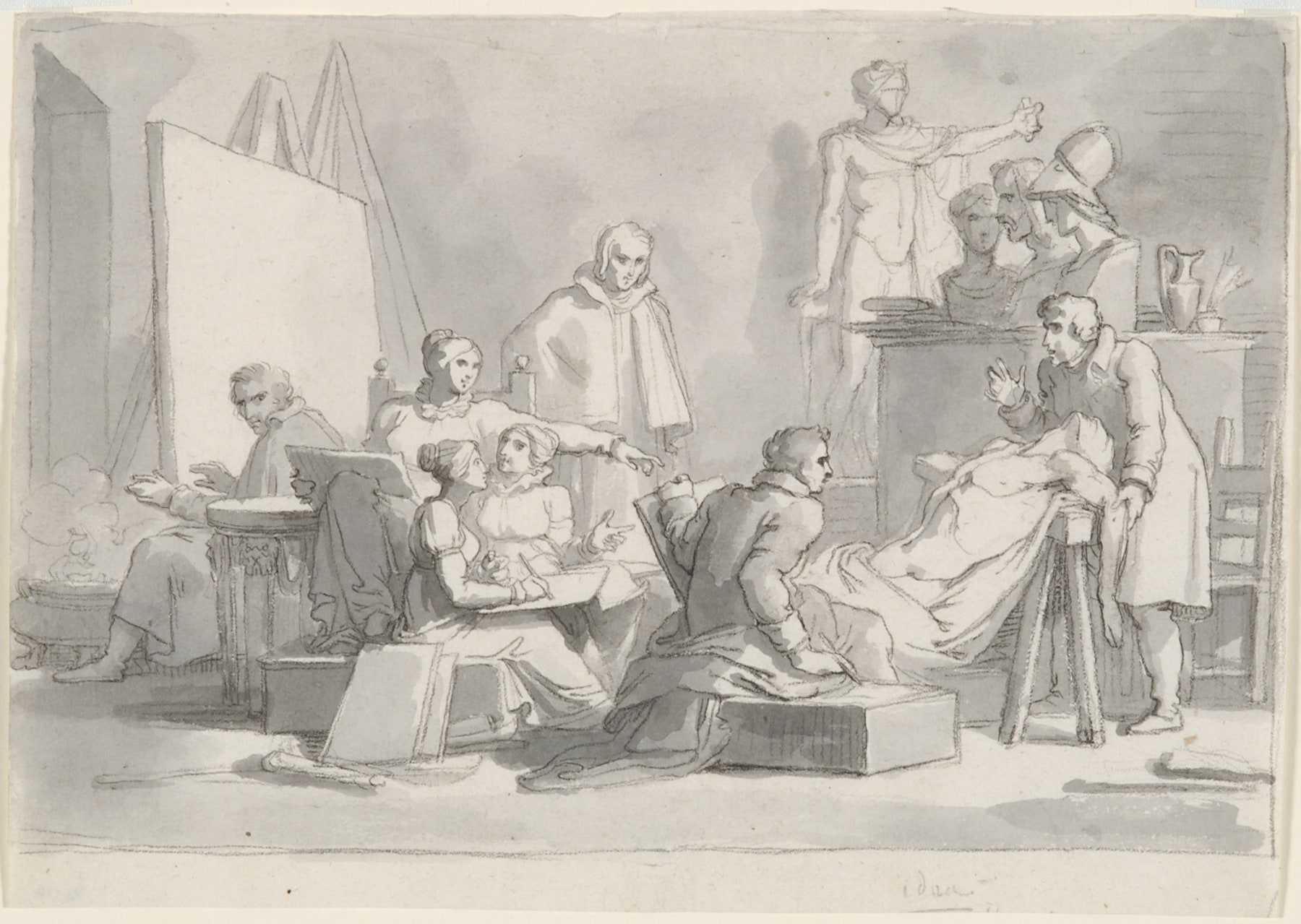 Studio Scene with Artists and Corpse