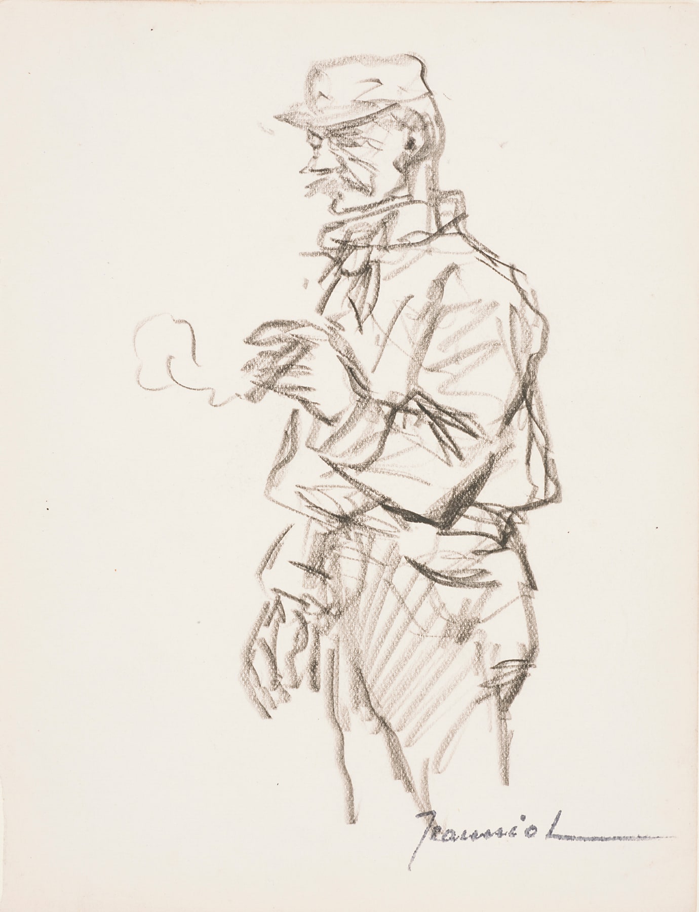 untitled (officer or soldier smoking a cigar)