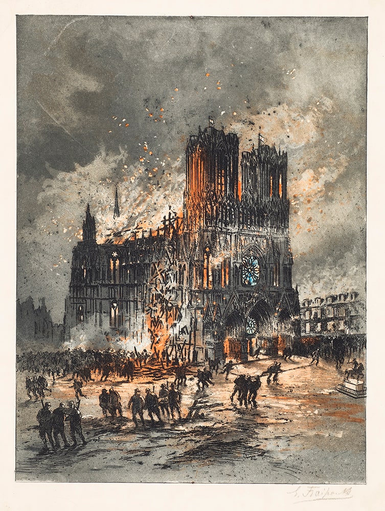 Reims Cathedral in Flames