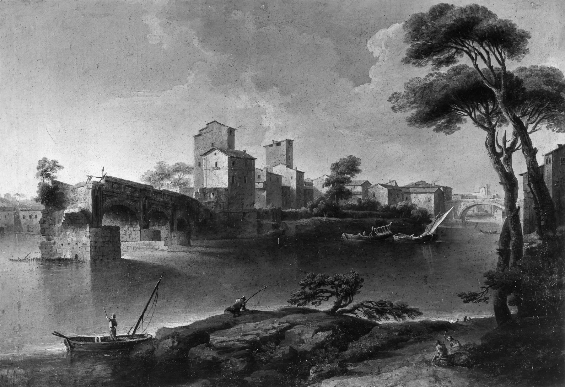 View of the Tiber with Il Ponte Rotto