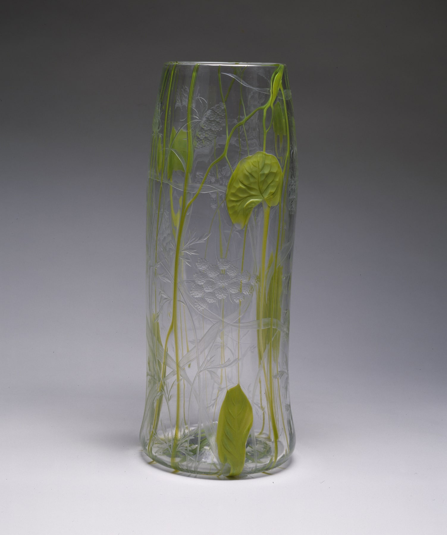 Tall Vase with Lily Pads and Wild Carrots