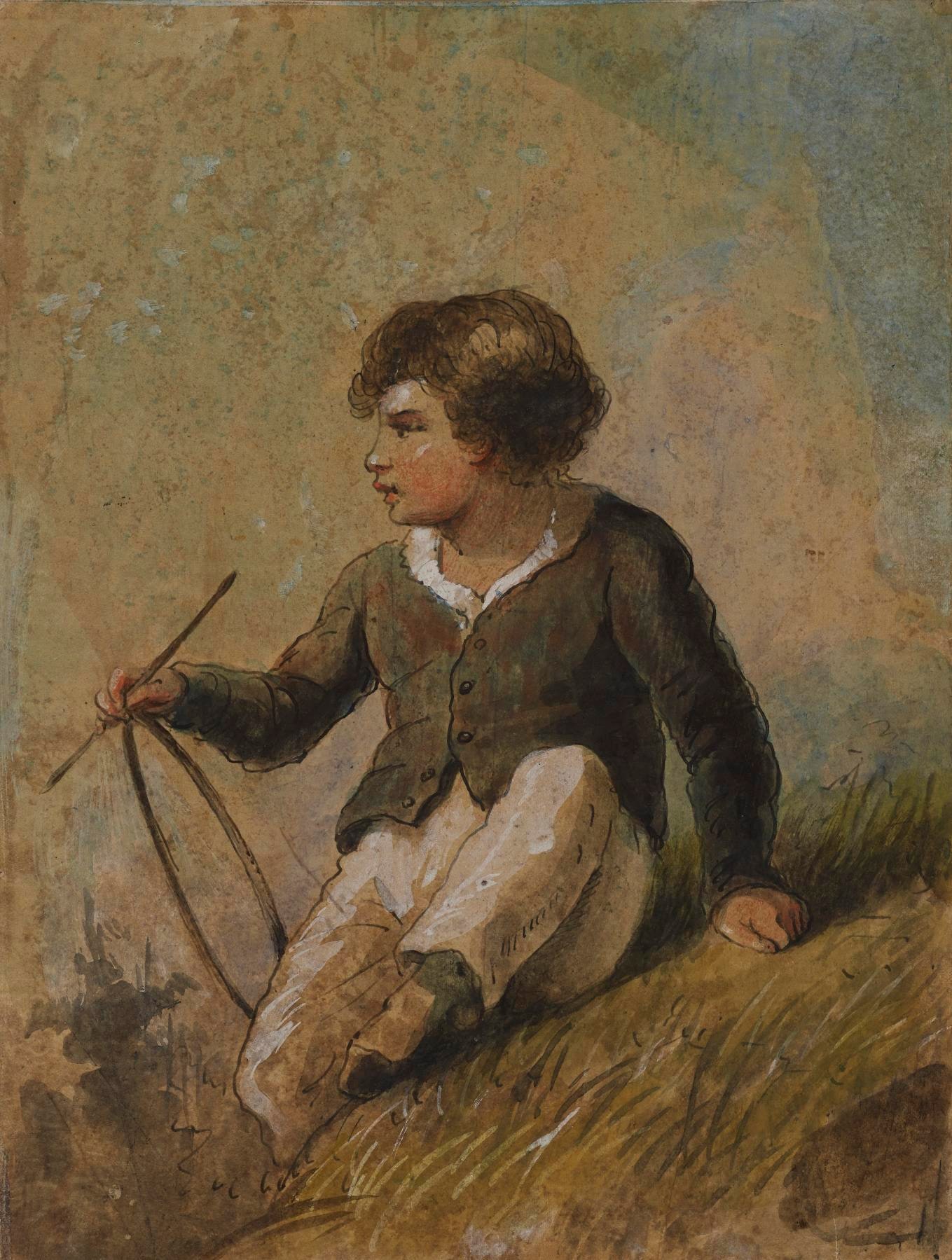 Young Boy with Hoop and Stick