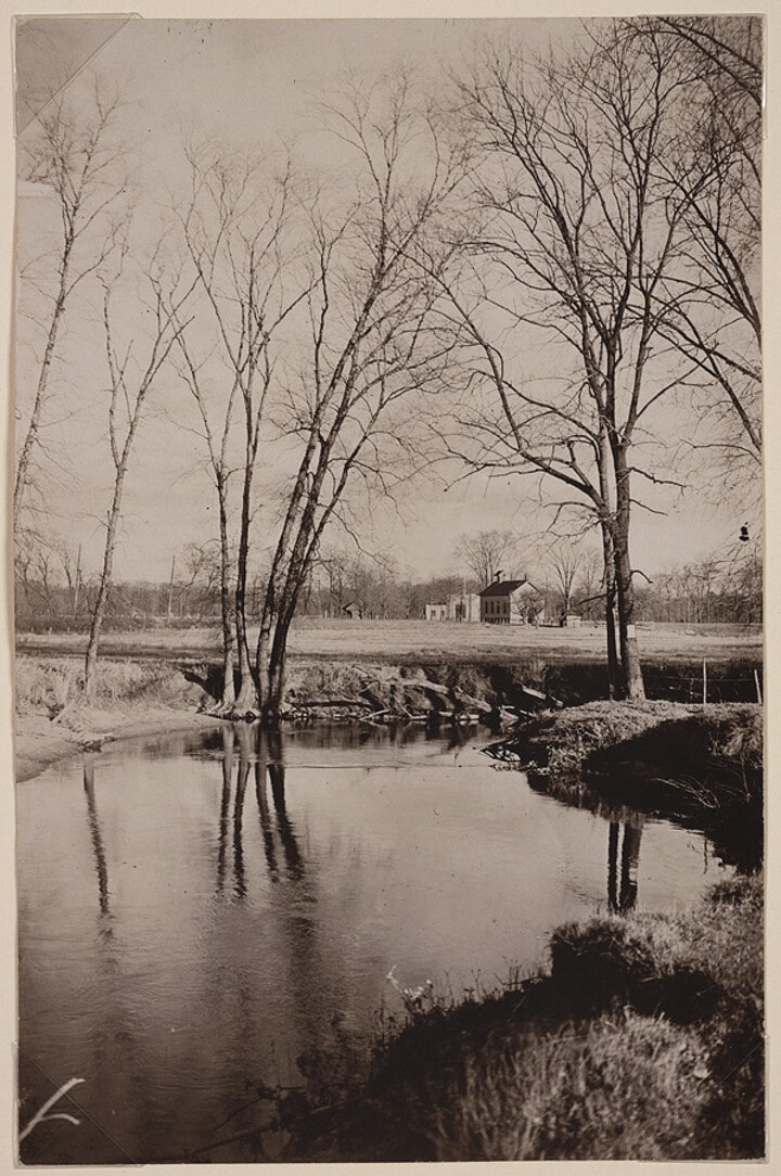 Farm House, Trees and Pond