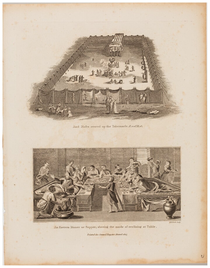 And Moses reared up the Tabernacle. Exod. XI. 13.:An Eastern Dinner or Supper; shewing the mode of reclining at Table.
