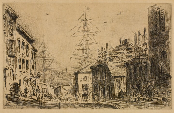 Harbor Scene with Ships